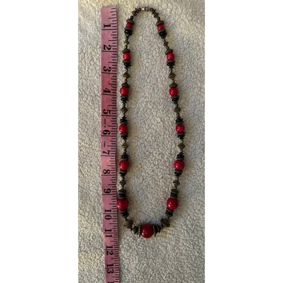 Vintage 1980-1990 Red Onyx beaded necklace. - Picture 6 of 6